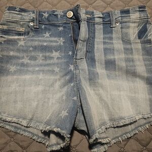 Maurices Light Blue Star & Stripe Denim Shorts